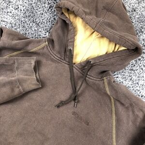 Columbia Hoodie Mens Large Brown Fleece Pullover Kangaroo Embroidered Logo
